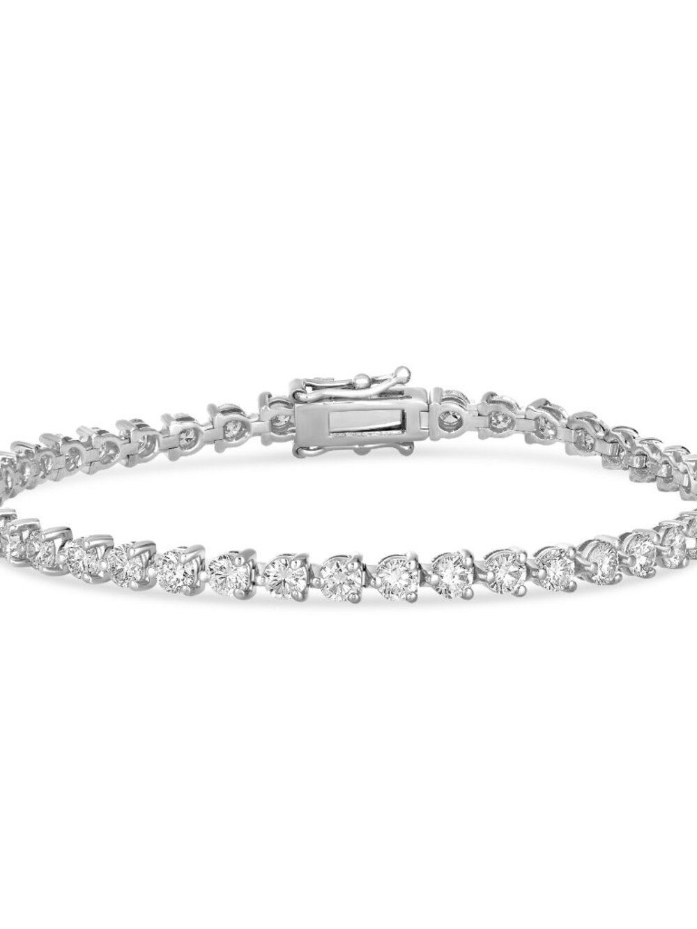 4.00 Carat Natural Diamond Tennis Bracelet 3 Prong 14K White Gold 7''